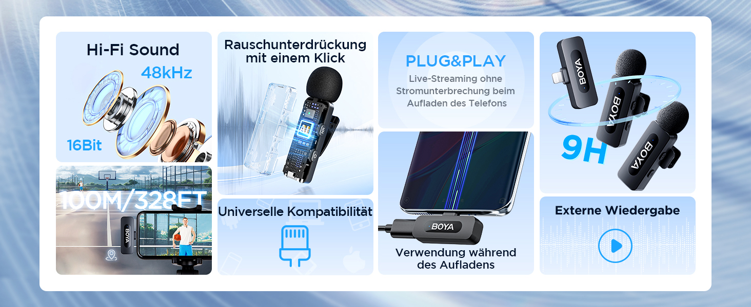 Мікрофон BOYA BY-V10 USB-C: Бездротовий мініатюрний мікрофон з шумозаглушенням для Android, смартфонів, ноутбуків, YouTube, подкастів, Facebook, Vlogging