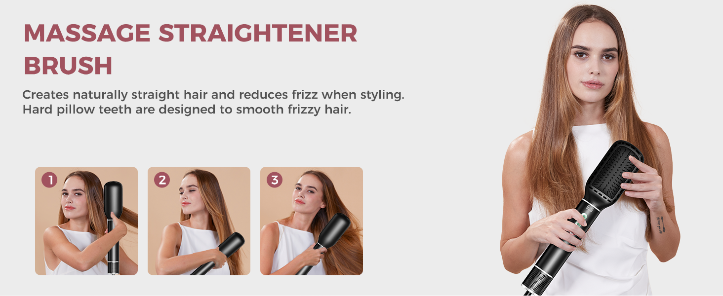 Airstyler 5 в 1: Фен-щітка з іонізацією, 5 насадок, 20 м/с, 110 000 об/хв, легкий (340г), чорний