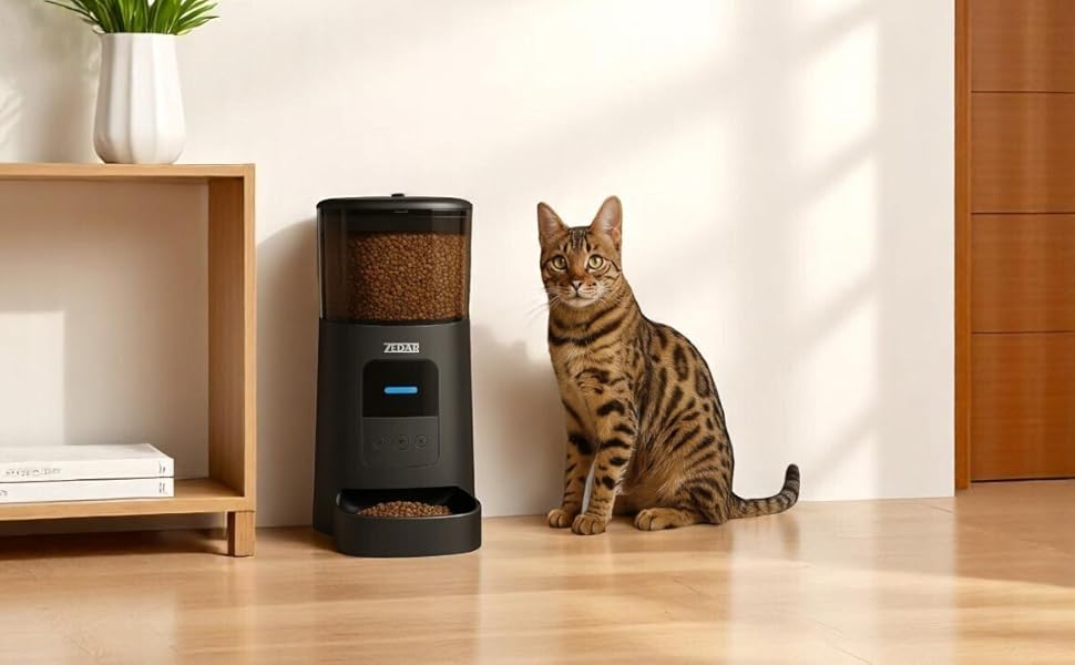 Автоматичний годівник для котів та собак Zedar A600, 6 літрів, з керуванням через APP, з нержавіючої сталі