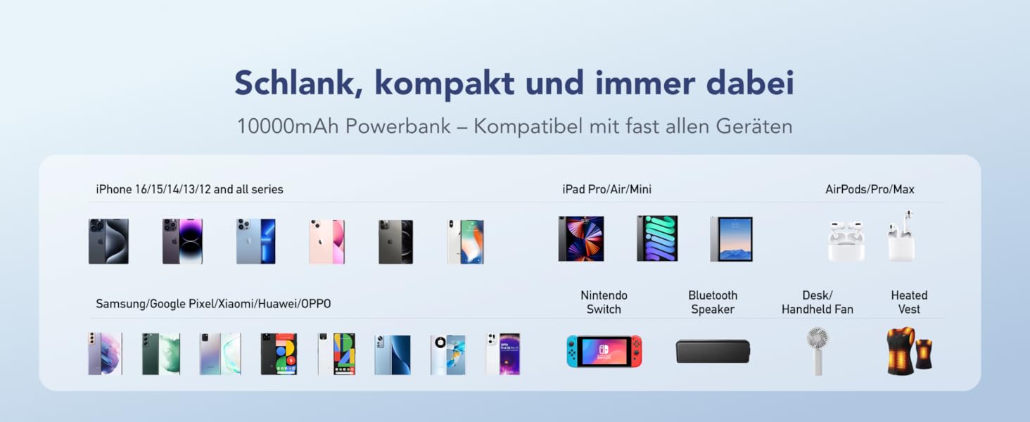 Повербанк VEGER 10000mAh 22.5W з вбудованим кабелем USB-C, швидка зарядка, чорний