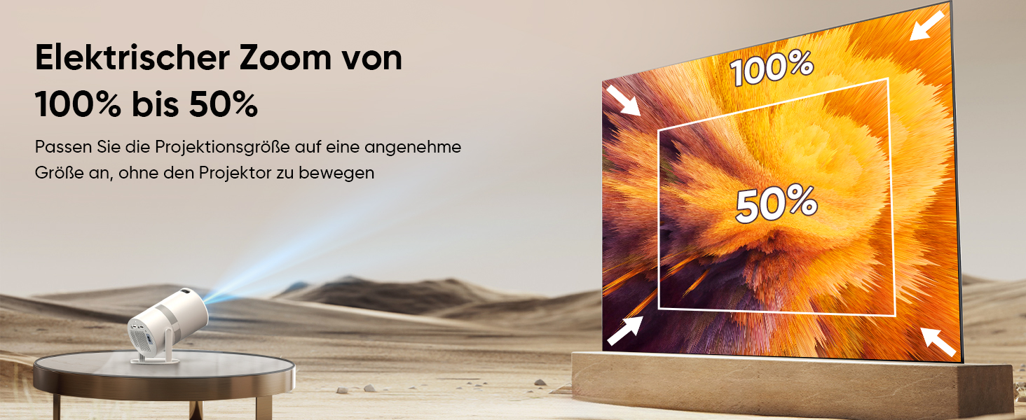 Міні проектор Beamer з автотрапецеїдною корекцією, Android OS, поворот 210°, WiFi 6, Bluetooth, 50% Zoom, Full HD 1080P для дому та на вулицю (сумісний з: смартфоном, Fire TV Stick, ноутбуком, HDMI, USB)