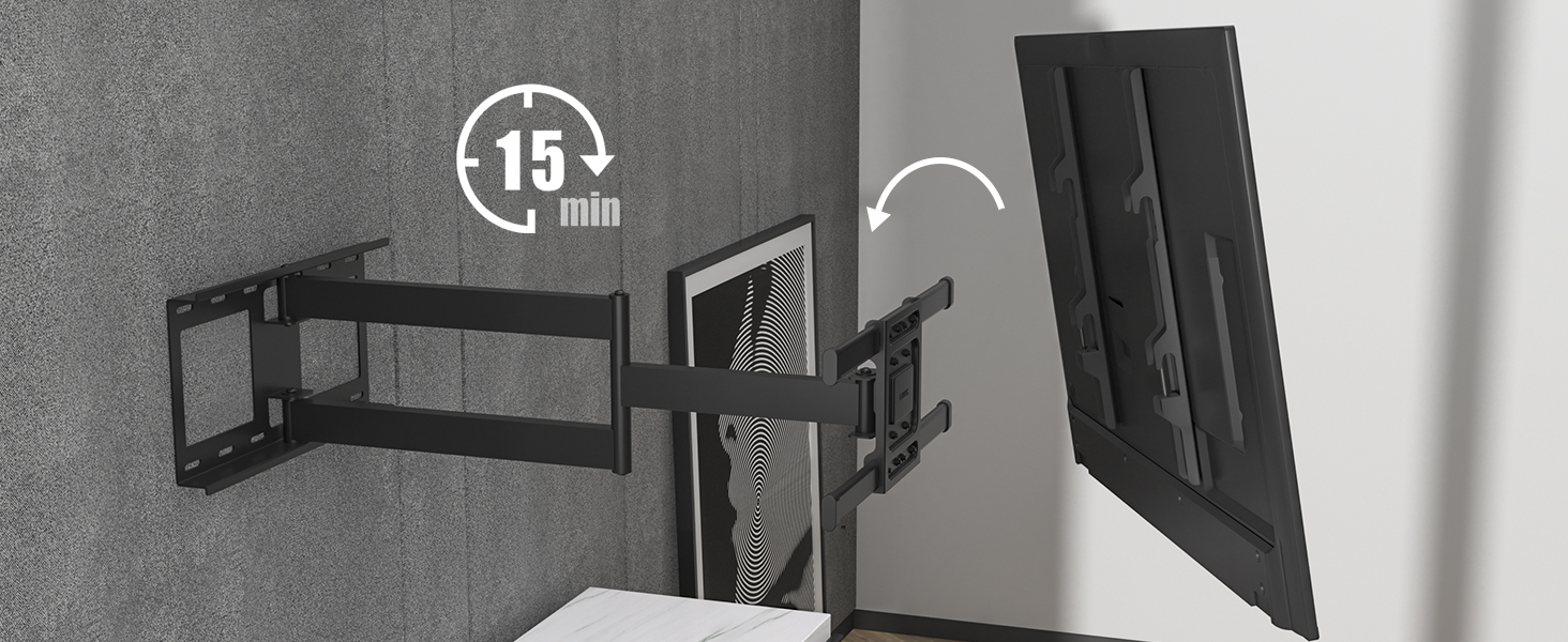 BONTEC Extra Long TV Wall Mount - 850mm Articulating Arm for 32-70 inch LCD/LED/OLED TVs - Up to 60kg, Tilt, Swivel & Rotate - VESA 400x400