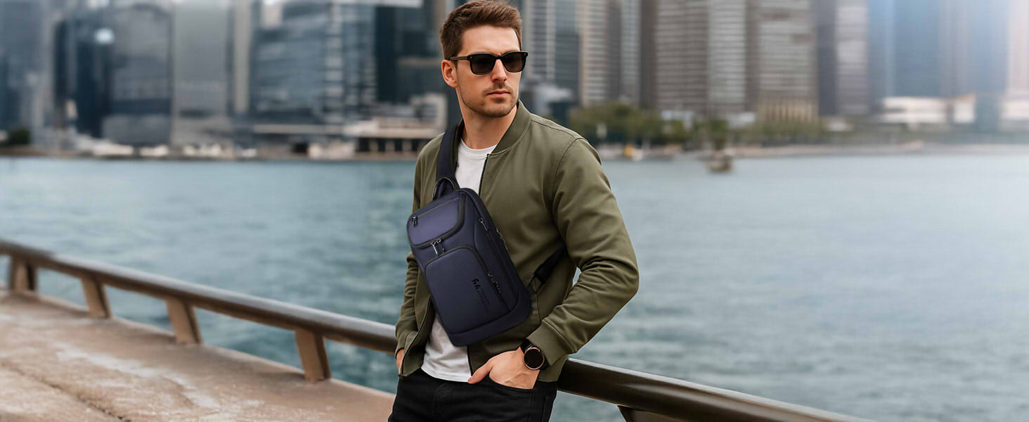Чоловіча сумка-слінг через плече hk Crossbody, водовідштовхуюча нагрудна сумка з відділенням для планшета iPad 11.3