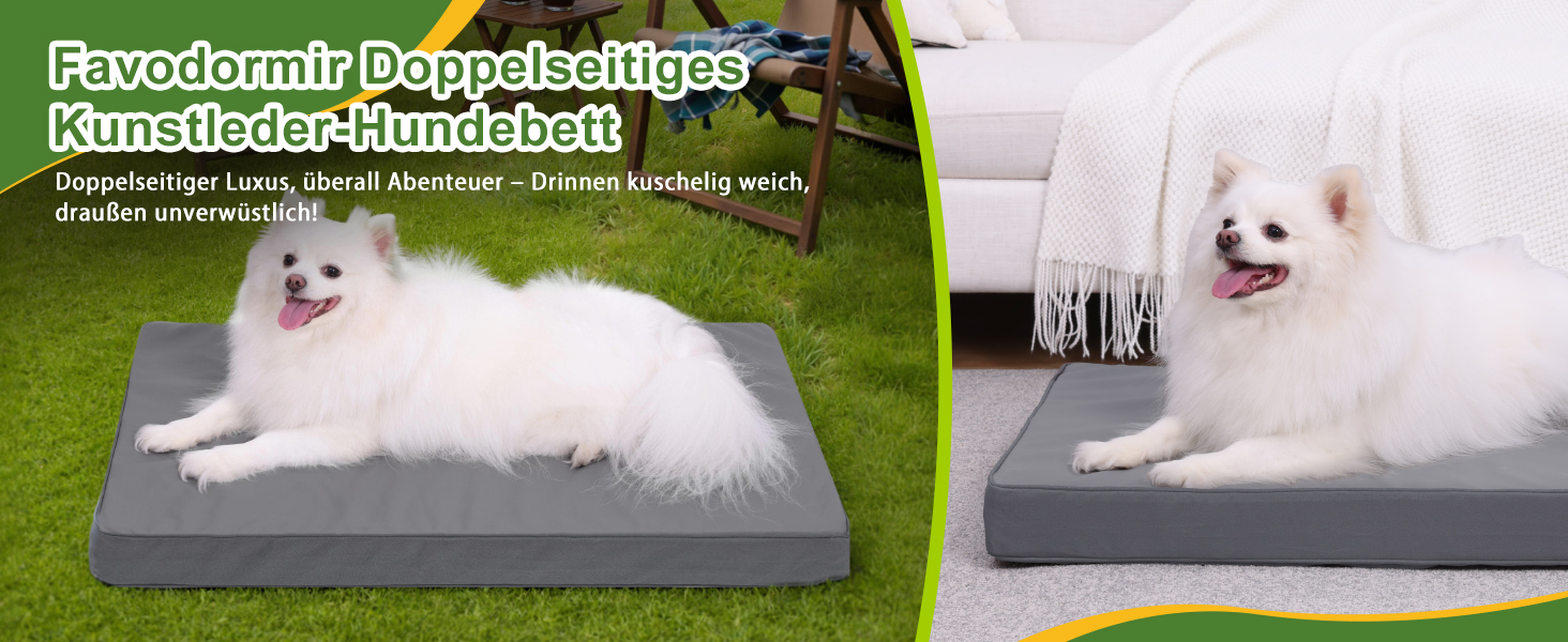 Ортопедичне ліжко для собак великих порід, 119x73 см. Знімний чохол з екошкіри, м'яке лежання, для дому та вулиці (73x45x7 см, сірий)