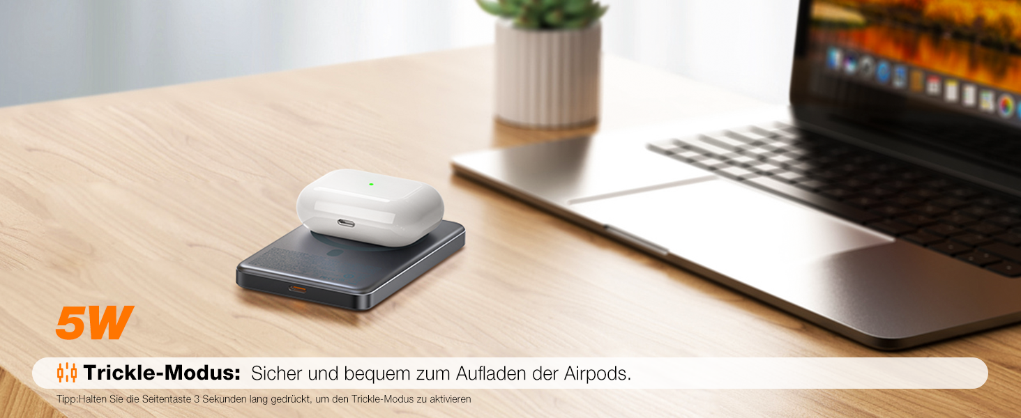 Портативний зарядний пристрій TORRAS MiniMag Qi2 з MagSafe, 10000mAh, сертифікований Qi2, магнітний, з кабелем USB-C 30W, бездротовий зарядний пристрій 15W для iPhone 17 Pro Max/Air/12-16, AirPods, сірий, титан