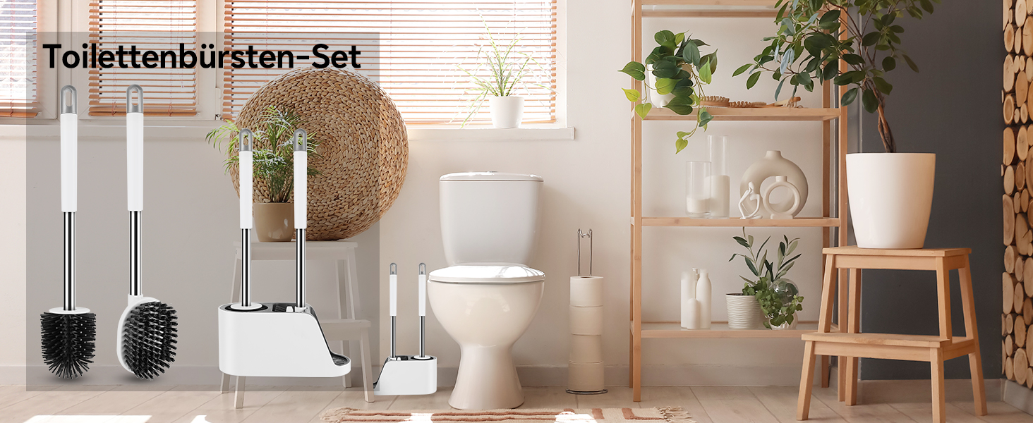 Силіконова щітка для унітазу Klobürste з підставкою, настінна без свердління, сіро-біла