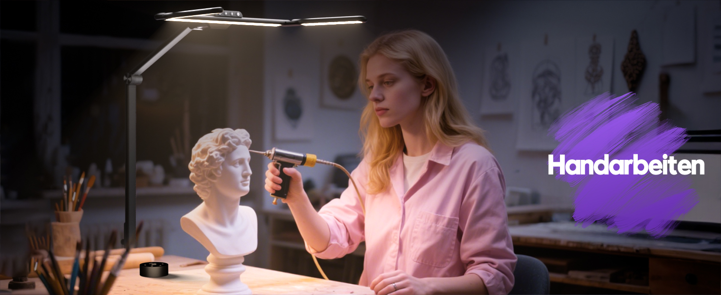 Настільна LED лампа Quntis 82.5 см з кліпсою, датчиком руху, пультом, сенсорним управлінням, 3 лампи, 182 LED, захист очей, диммер, для офісу, дому, ПК