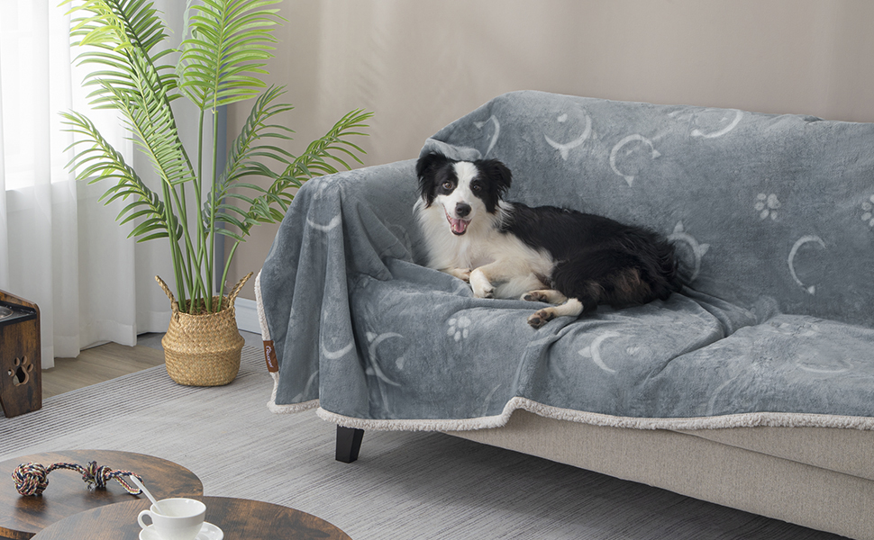 Водонепроникний коврик для собак та котів Hzuaneri, Sherpa Fleece, 150 x 127 см, сірий