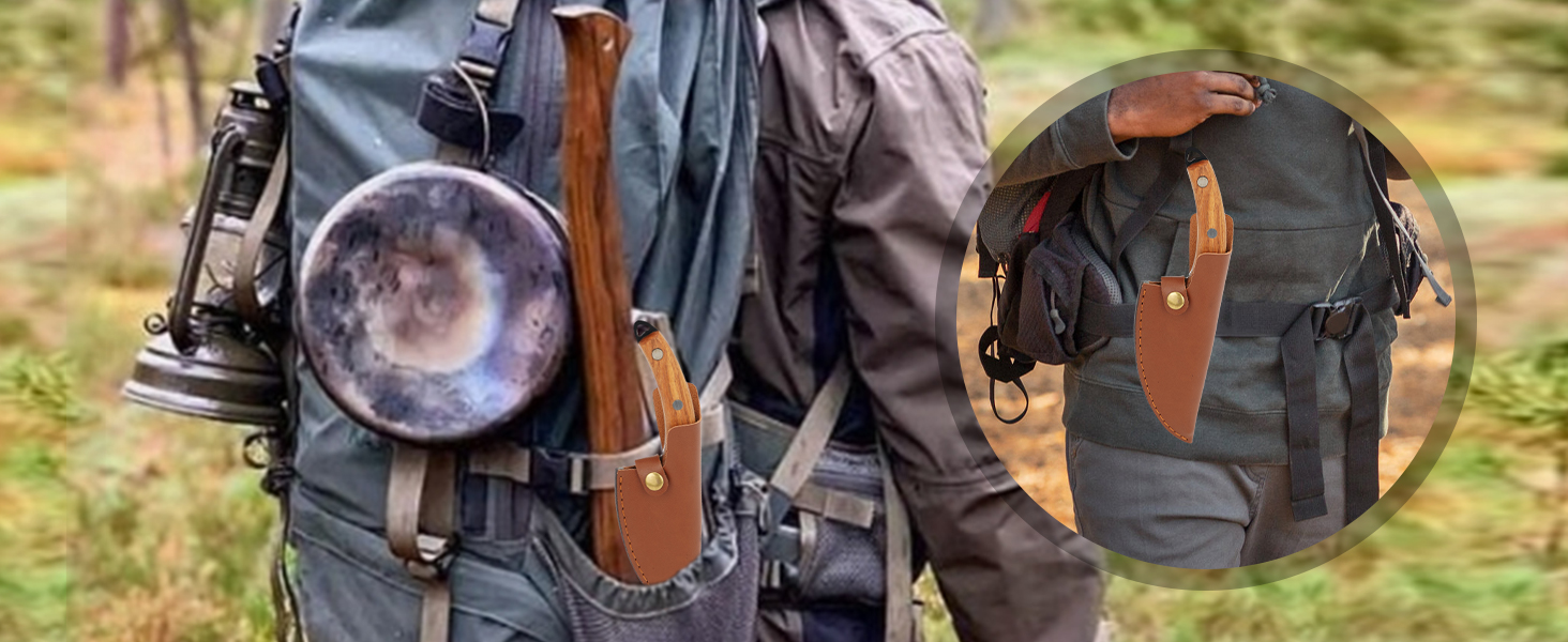 Ніж кухарський OOKUU, м'ясний тесак з точилкою та шкіряною піхвою, професійний ніж для обвалювання, гострі кухарські ножі в японському стилі, тесак для кухні на відкритому повітрі