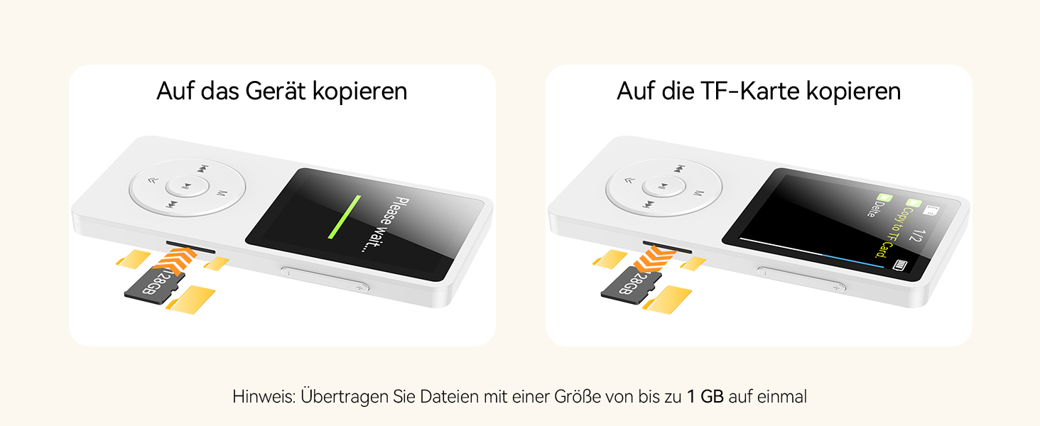 MP3 плеєр AGPTEK 64GB Bluetooth 5.3 з динаміком, радіо FM, підтримкою TF-карти 128GB, білий