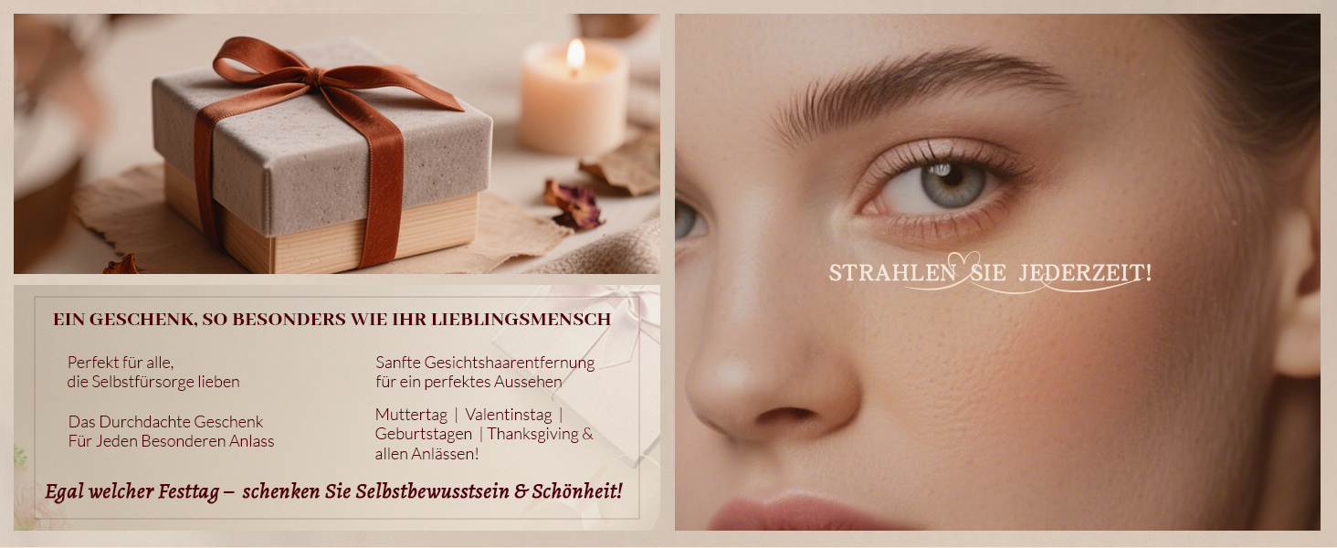 Електричний жіночий епілятор для обличчя: безболісний жіночий тример для швидкої та ніжної скоблення верхньої губи, підборіддя та щік (Золотий)