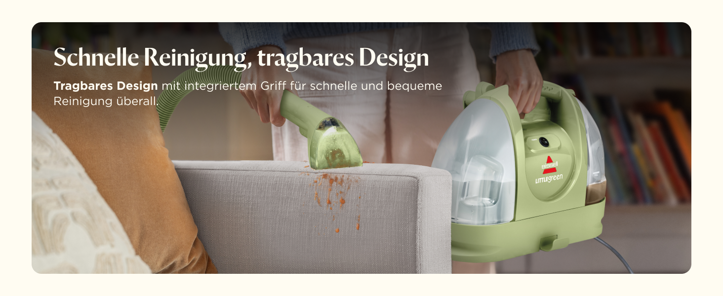 BISSELL Little Green: портативний мийний пилосос для килимів та м'яких меблів. Ефективне видалення плям та бруду. Потужний 340W мотор, модель 4098N