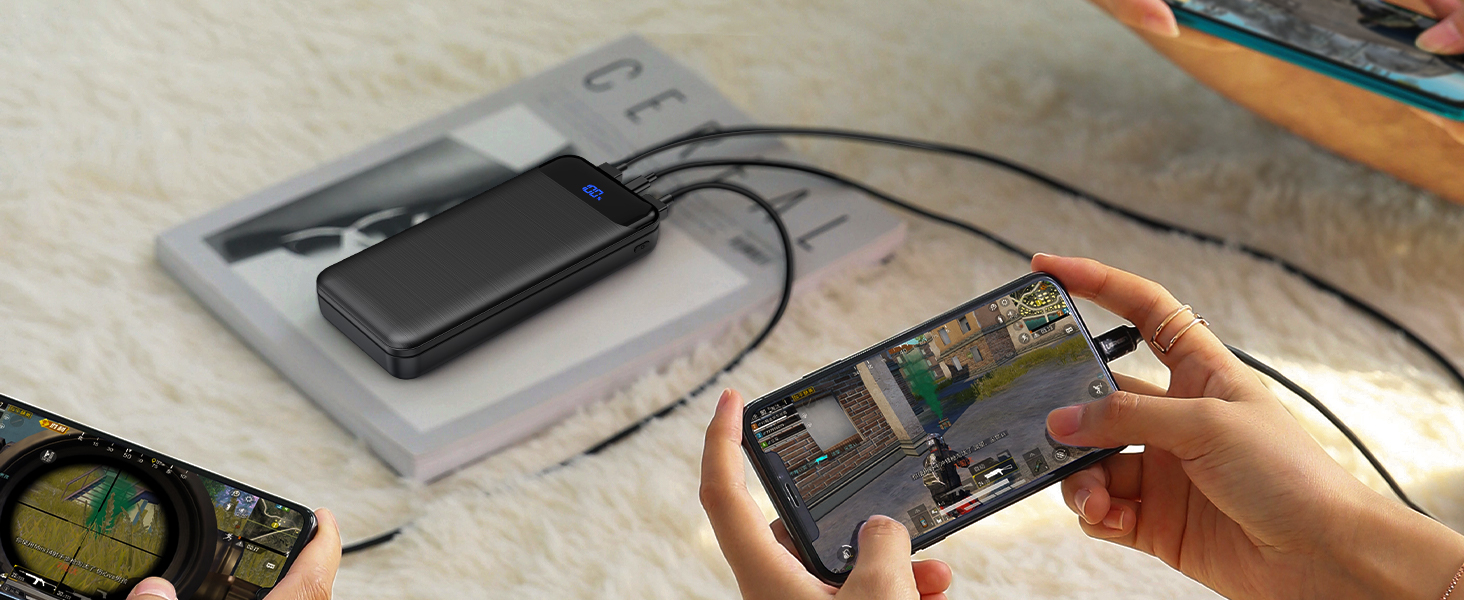 Повербанк Enerwow P300 27000 mAh 22.5W з підтримкою швидкої зарядки USB-C, чорний