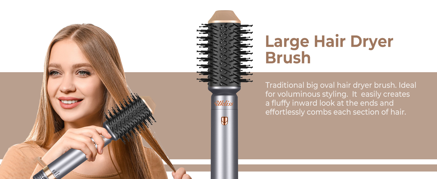 UKLISS Airstyler Pro 7-в-1: професійний фен-щітка з іонізацією, 1400 Вт, для укладання, створення локонів та випрямлення волосся (сірий)