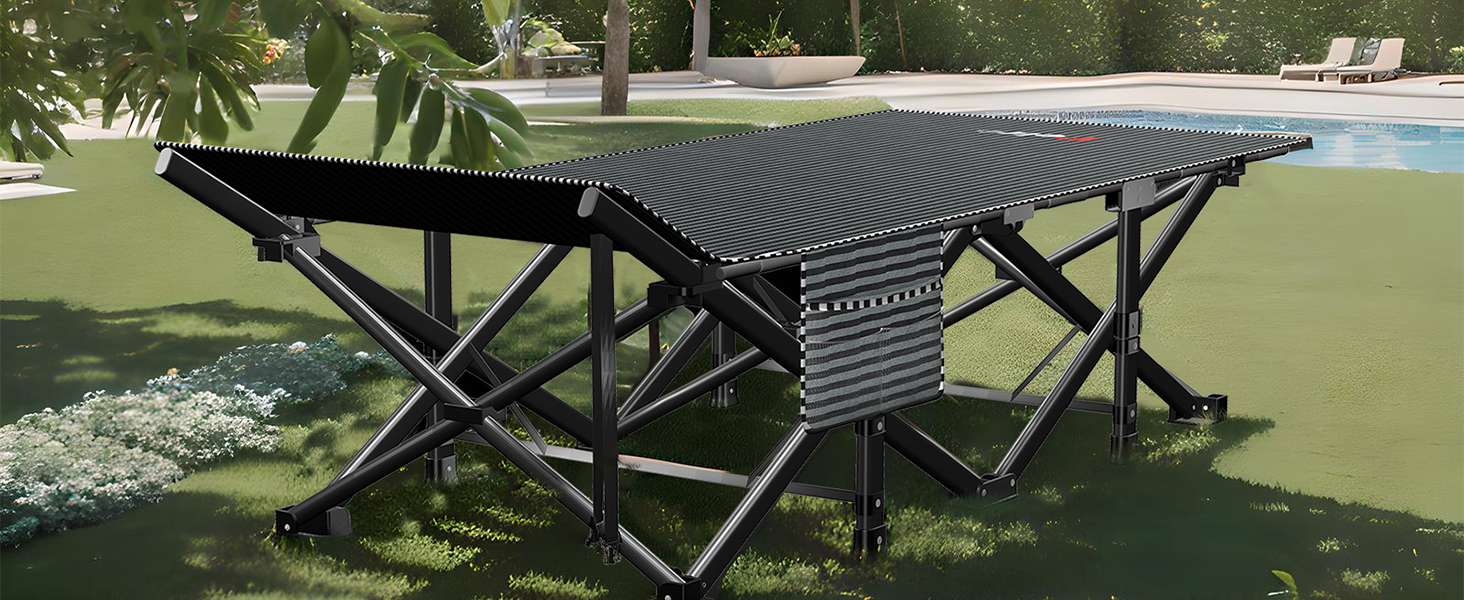 Кемпінгове ліжко Peirhw: складане, широке, з матрацом, до 200 кг, легке та портативне для подорожей