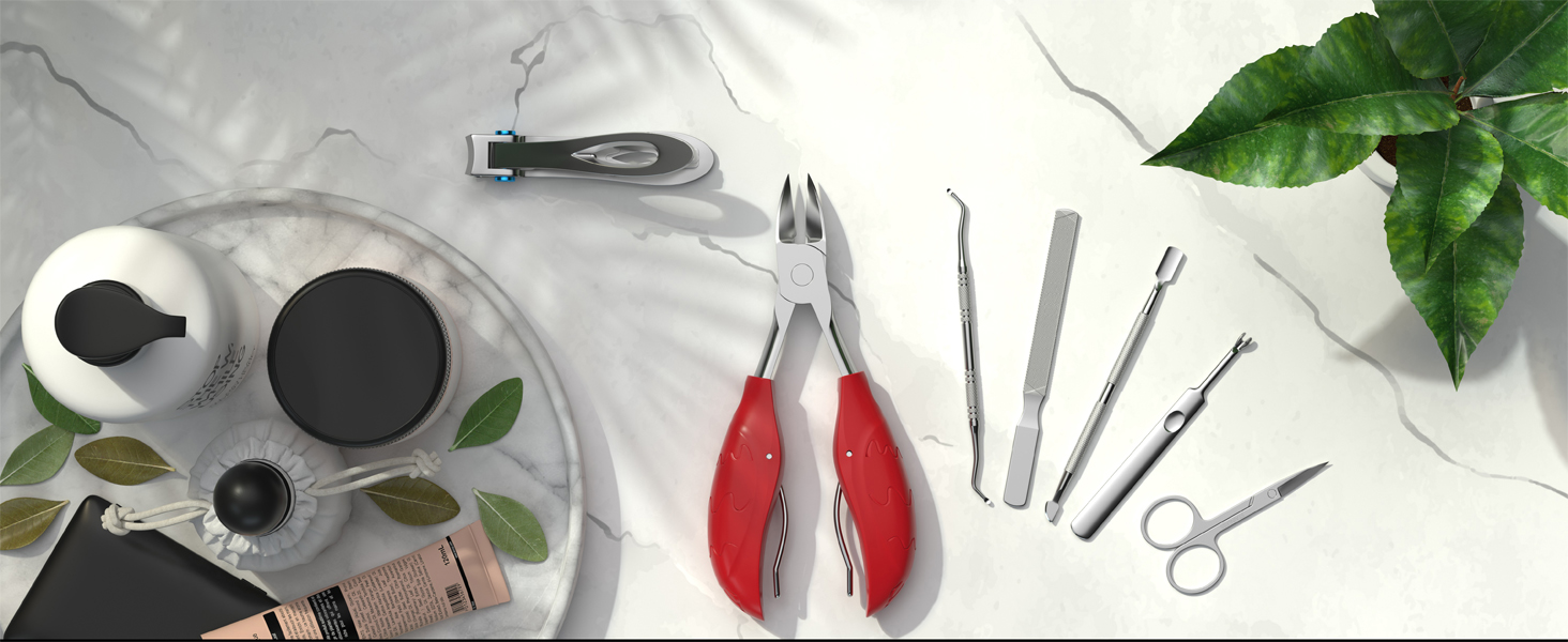 Набір для манікюру Profi Maniküre: кусачки для нігтів, щипчики, ножиці, пилочки (7 шт.), червоний