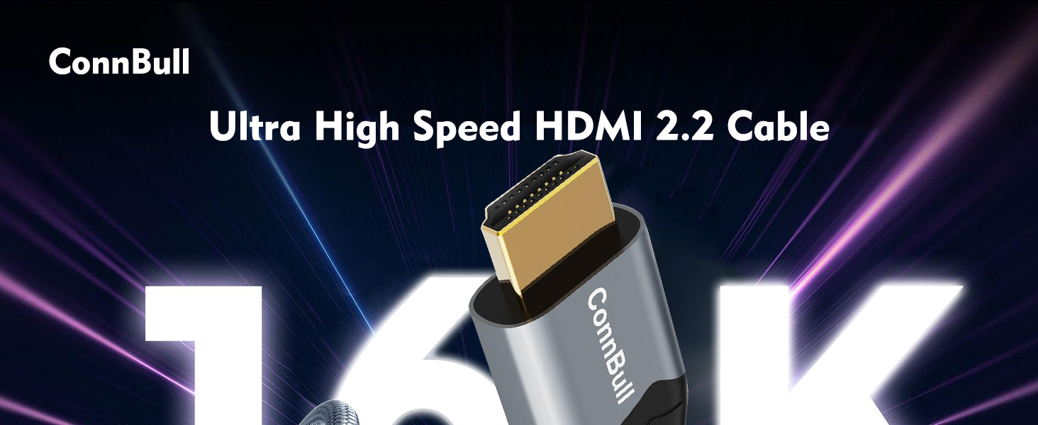 HDMI 2.2 кабель 2м: 16K, 8K, 4K, eARC, HDCP 2.3, HDR10, DTS:X, сумісний з PS5, Xbox, Fire TV