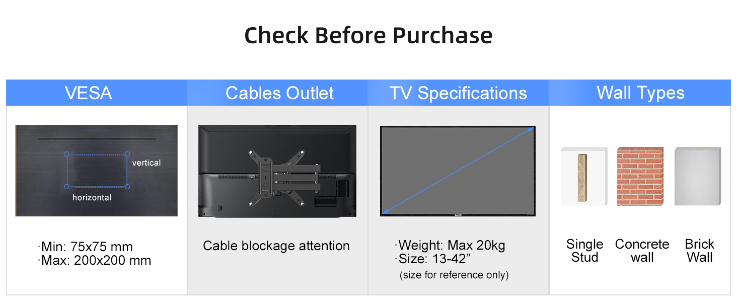 Кріплення для телевізора Suptek TV-Wandhalterung 13-42 дюйми, поворотне, нахильне, чорне, до 20 кг, VESA 200x200 MM, MA1345
