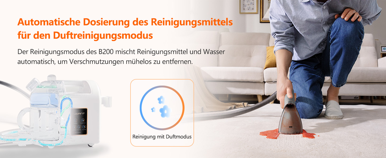 Пристрій для чищення м'яких меблів Uwant B200, 1900W, з функцією пароочищення | Для килимів, диванів, штор, одягу