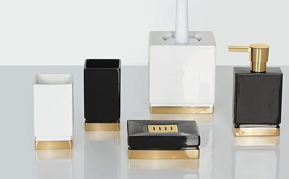 Миска для мила Spirella Roma, кераміка, чорний/золотий, 12x8x4,5 см