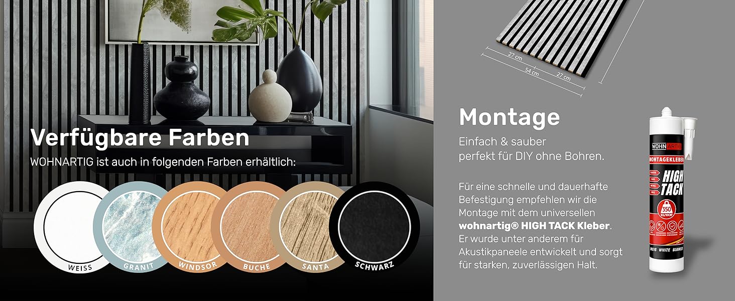 Акустичні панелі з ламелями на фетрі Beton 885, 275x54 см (набір 2 шт. 275x27 см), стіновая облицювання