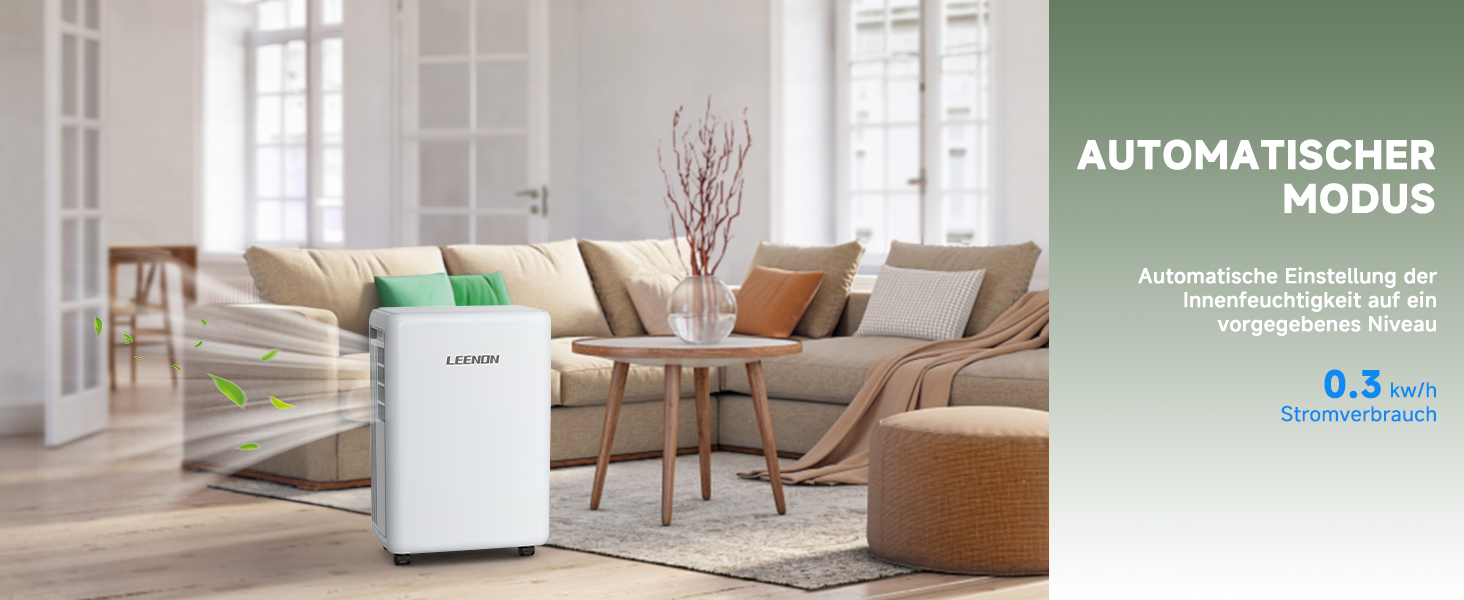 Електричний осушувач повітря 12L/день, тихий, з таймером, фільтром та захистом від дітей, смарт-режим, економний, проти цвілі та вологи