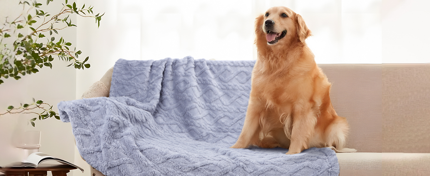 Водонепроникний коврик для собак Nobleza XXL (203 x 152 см), м'який та пухнастий, для собак та котів, можна прати в пральній машині, двосторонній чохол для захисту дивану, (M (100 x 75 см), світло-блакитний)