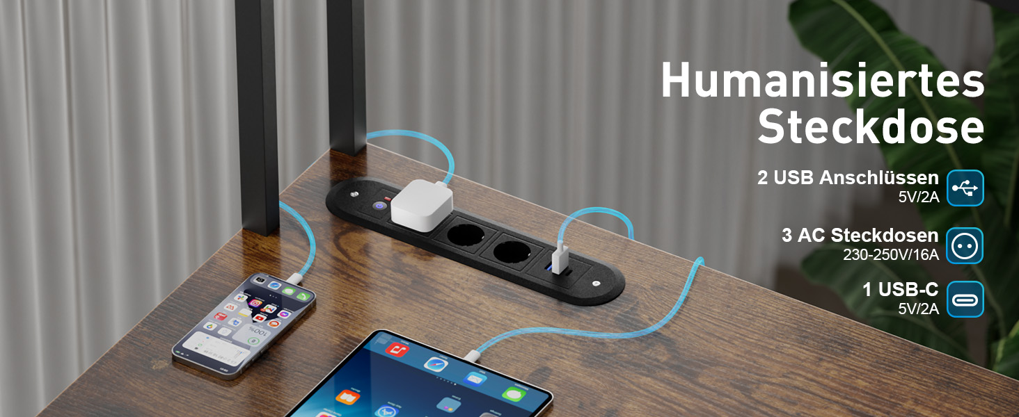 Ігровий стіл кутовий 150x100 см з 3 розетками та 2 USB, зворотний, з LED підсвіткою, з ящиками та підставкою для монітора. Колір: коричневий.