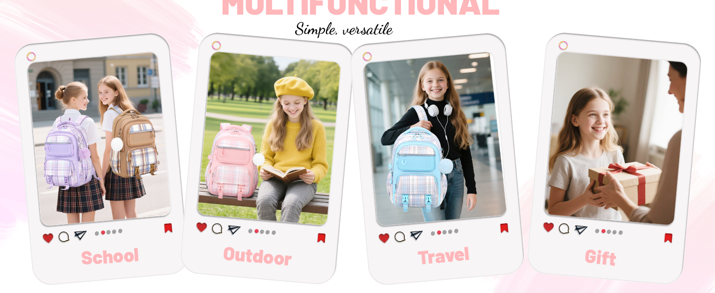 Дитячий рюкзак Tanou для дівчаток, шкільний, ергономічний, великий, модний, в ліловому кольорі