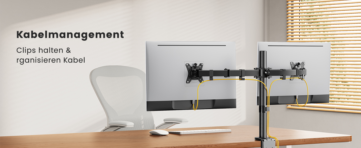 Кріплення для монітора ErGear на 2 монітори (13-32 дюйми), регульоване, поворотне, нахилене, поворотне, VESA 75/100, чорний