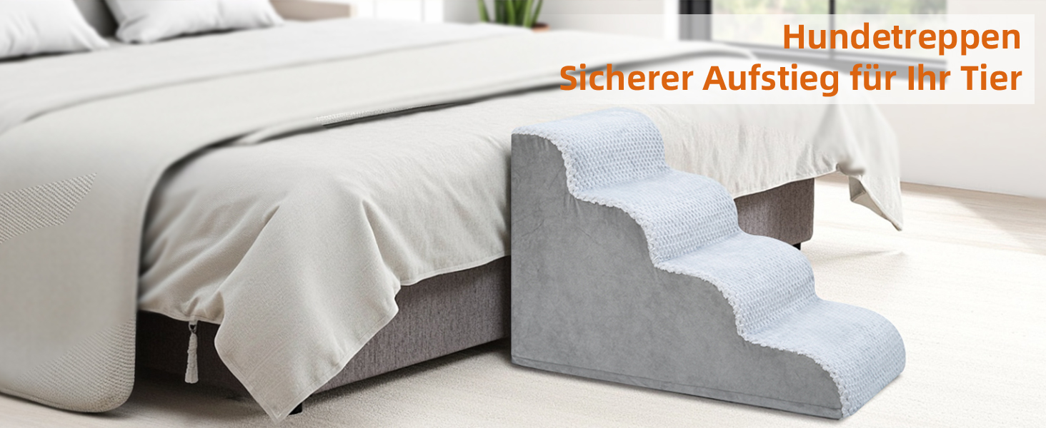 Східці для собак KSIIA - 3 ступені, 40 см, для маленьких собак та котів. Зручні сходинки для доступу до ліжка, дивану, софи та авто. Розмір: 40x57x40 см, сірий колір.