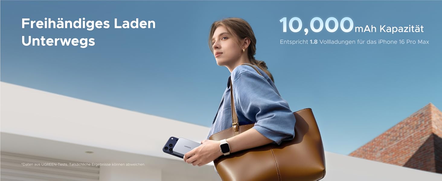 Power Bank UGREEN MagFlow 10000mAh 25W з MagSafe, PD30W USB-C, інтегрований кабель, LED-дисплей, для iPhone 17 Pro/Max