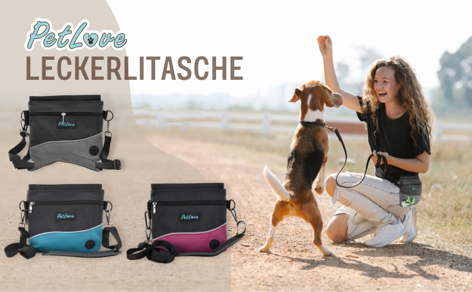 Сумка для кормів PetLove Leckerlibeutel для собак • З магнітною застібкою • З диспенсером для відходів • Можна використовувати як поясну сумку • Сіра S