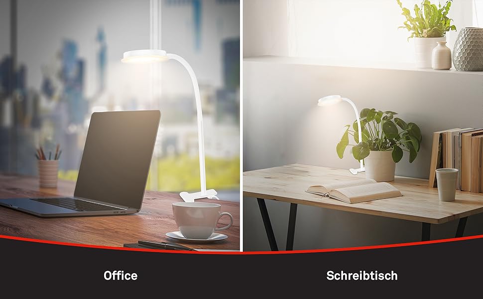 LED лампа BRILONER з торшетом, регульована яскравість, поворотна, для дому, офісу, читання, 32,5x13x40 см, (кріпиться за допомогою затискача, білий)