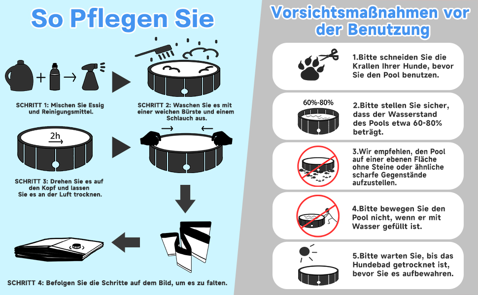 Надувний басейн для собак великих та малих порід, 80/120/160 см, складаний, портативний, екологічний PVC, (S:80x20 см, кістка)
