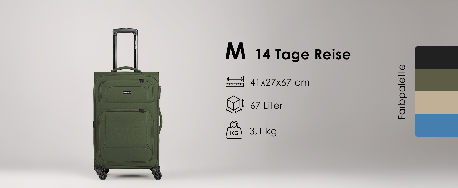 Набір валіз SMARTBOX 3 шт. для жінок та чоловіків | Легкі та міцні валізи-ролери, високоякісний softcase, 4 колеса та кодовий замок | Розширювані з деhnfalten (Edition 04) Чорний