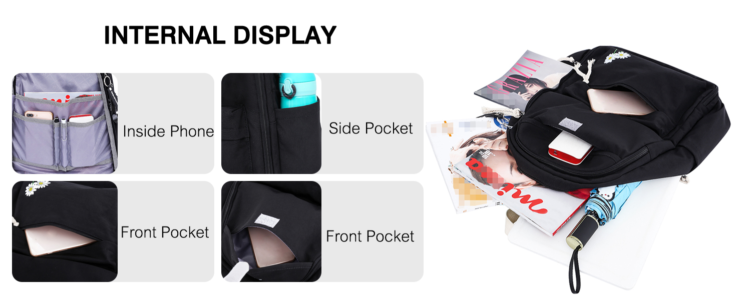 Чорний рюкзак FANDARE для школи, подорожей, універу та повсякденного використання (для хлопців та дівчат, підлітки)