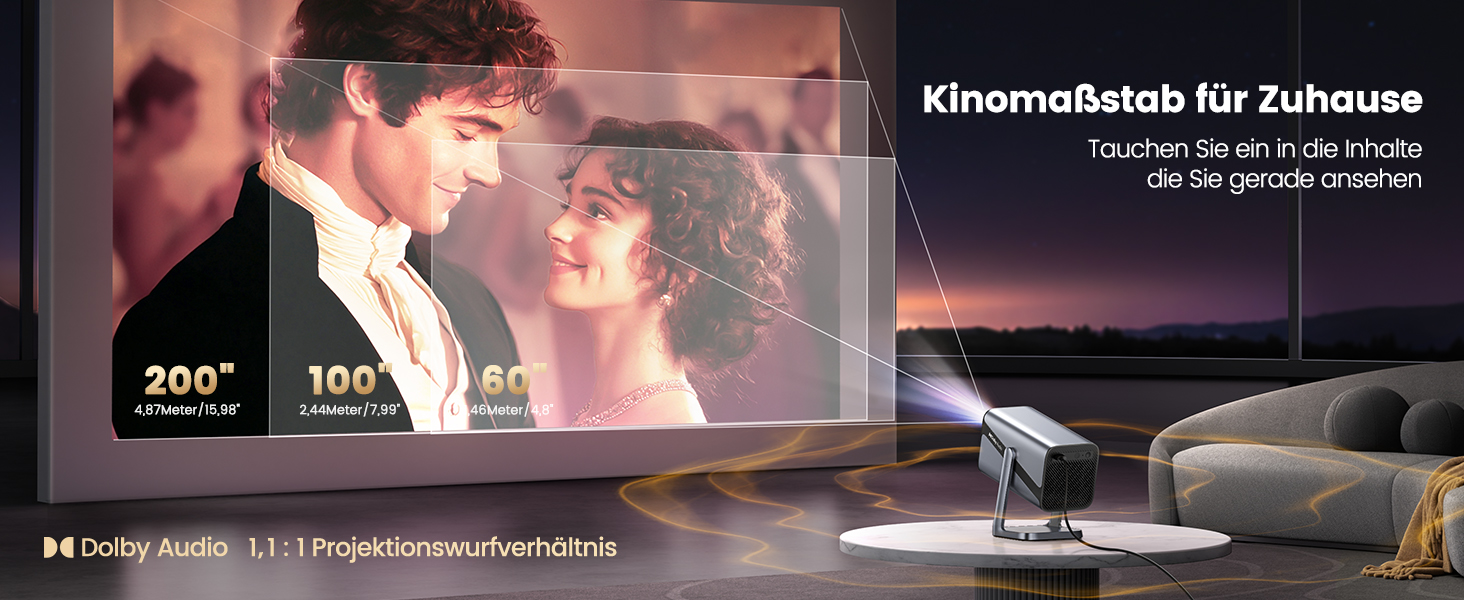 Проектор Mini Beamer 4K Smart з автофокусом та корекцією трапецеїдальних спотворень, WiFi6, Bluetooth, Dolby Audio, 600ANSI, 1080P, для дому та відпочинку на відкритому повітрі, сріблястий