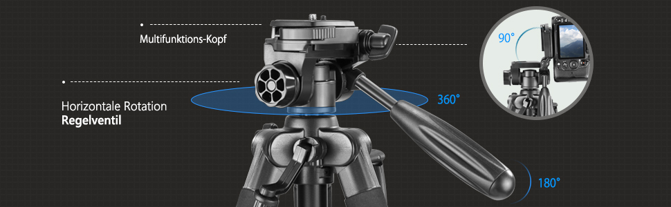 Штатив для камери Neewer 142 см з алюмінієвого сплаву з 3-стороннім поворотним кріпленням, сумка, підтримка до 4 кг, синій (SAB234)