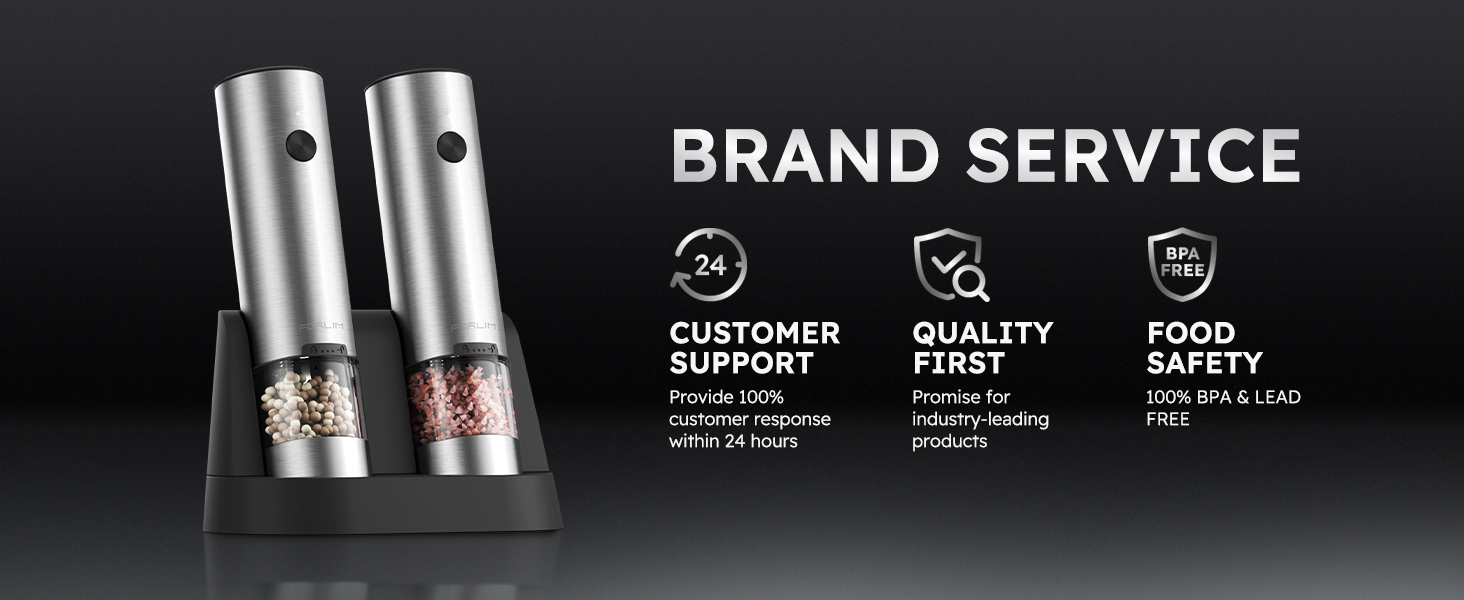 Електрична мельниця для солі та перцю FORLIM, USB-зарядка, з LED-підсвіткою, регульована ступінь помолу, 7 рівнів, 2 шт. (чорний+білий)