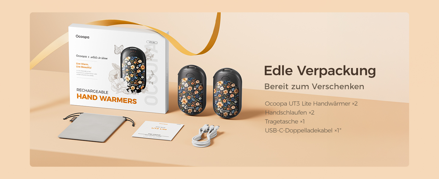 Електричні грілки для рук Ocoopa 2 шт. з магнітом, 5000mAh, 3 режими нагріву, компактні, чорні