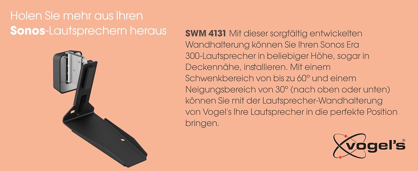Стійка Vogel's SFS 4113 для Sonos ERA 100 | Біла | З кабелепроводом, TÜV-сертифікована | 82 см
