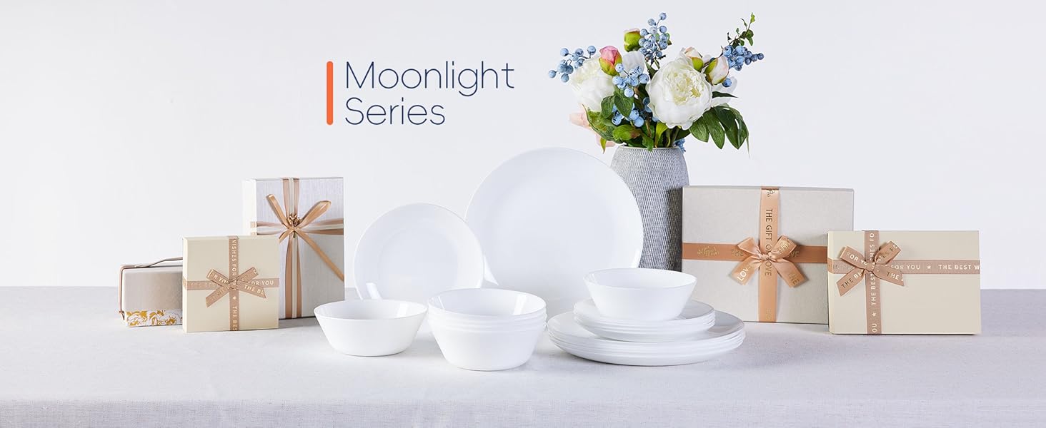 Набір посуду на 6 осіб (18 предметів), Opalglas, включає: миски, десертні та обідні тарілки (білий)