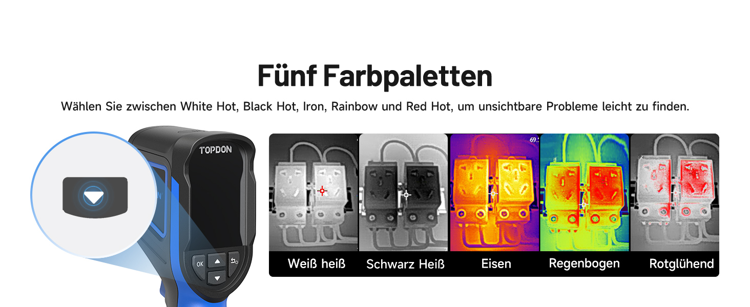 TOPDON TC004 Міні тепловізор, 240x240 IR-роздільна здатність, ручний тепловізійний прилад, 15 годин роботи від акумулятора, частота оновлення 25 Гц, діапазон температур -20℃ до 450℃, високий/низький температурний тригер, чорно-синя палітра