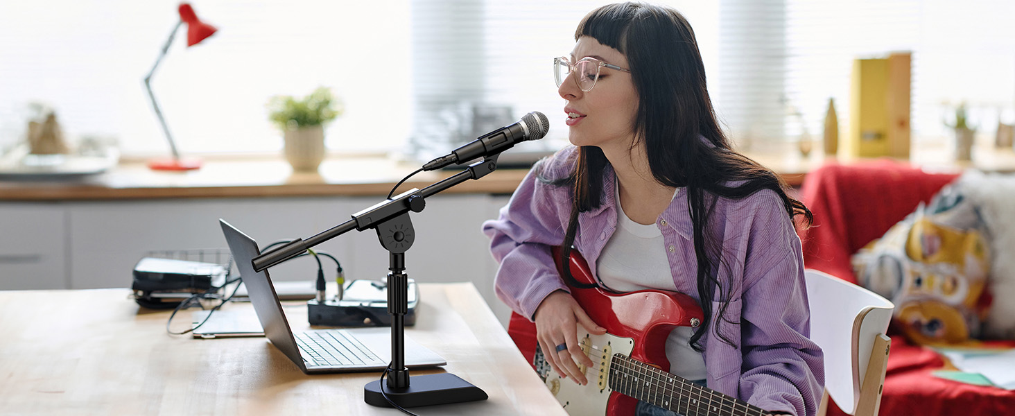 Підставка для мікрофона TONOR з регульованою висотою, з важкою основою та поворотним кріпленням, Boom Arm з адаптерами 3/8'' та 5/8'' для всіх мікрофонів, підходить для подкастів, гітари