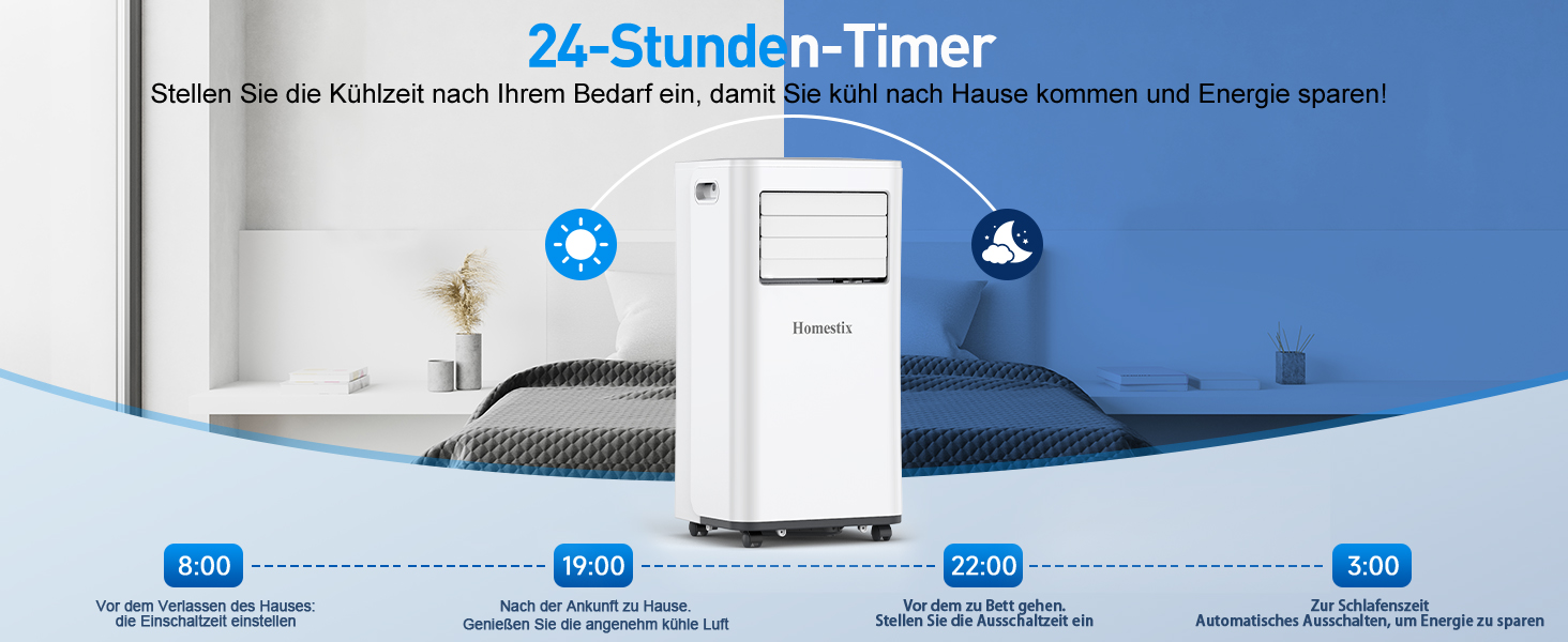 Мобільний кондиціонер Klimaanlage 7000 BTU з 4 функціями: охолодження, осушення, вентиляція, таймер, цифровий дисплей, охолоджувальна площа до 68 м³