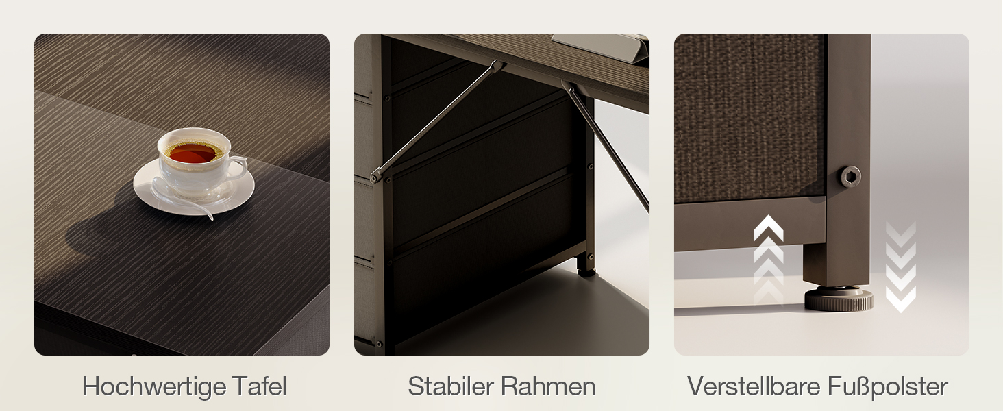 Комп'ютерний стіл Coleshome з 8 тканинними ящиками, 140x48 см, чорний | Стіл для офісу, дому, навчання