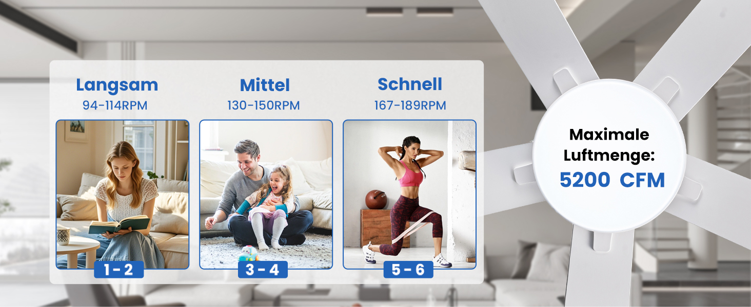 Стеляний вентилятор Newday 153 см з підсвіткою та пультом керування, 5 лопатей, DC мотор, реверс, пам'ять, регулювання яскравості (білий)