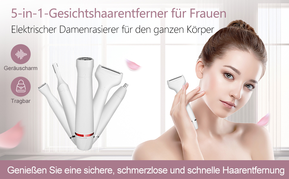 Електричний жіночий триммер 5-в-1 для бікіні, обличчя, ніг та під пахвами. Бездротовий, вологостійкий, з USB-зарядкою