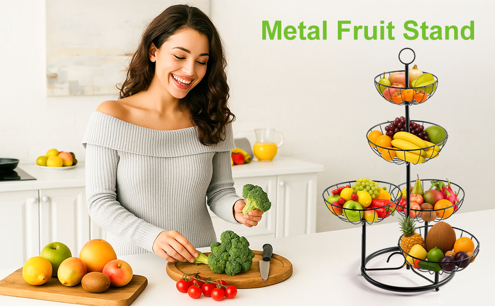 Багатоярусна підставка для фруктів та овочів - металева етажерка для кухні